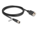 Delock M12 Kabel X-kodiert 8 Pin Buchse zu RJ45 Buchse zum Einbau Cat.6A S/FTP 2 m schwarz