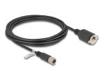 Delock M12 Kabel X-kodiert 8 Pin Buchse zu RJ45 Buchse zum Einbau Cat.6A S/FTP 3 m schwarz