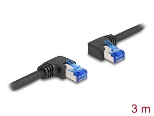 Delock RJ45 Netzwerkkabel Cat.6A S/FTP rechts / links gewinkelt 3 m schwarz