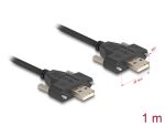 Delock USB 2.0 Kabel Typ-A Stecker zu Stecker mit Schraubenabstand 30 mm 1 m schwarz