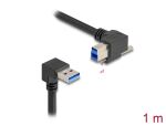 Delock USB 5 Gbps Kabel USB Typ-A Stecker 90° nach unten gewinkelt zu USB Typ-B Stecker mit Schraube 90° nach rechts gewinkelt 1 m schwarz