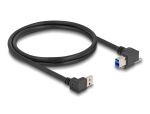 Delock USB 5 Gbps Kabel USB Typ-A Stecker 90° nach unten gewinkelt zu USB Typ-B Stecker mit Schraube 90° nach rechts gewinkelt 1 m schwarz
