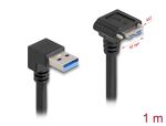 Delock USB 5 Gbps Kabel USB Typ-A Stecker 90° nach unten gewinkelt zu USB Micro-B Stecker mit Schraubenabstand 18 mm 90° nach unten gewinkelt 1 m schwarz