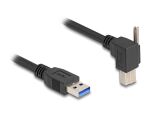 Delock USB 5 Gbps Kabel USB Typ-A Stecker gerade zu USB Typ-B Stecker mit Schraube 90° nach rechts gewinkelt 1 m schwarz