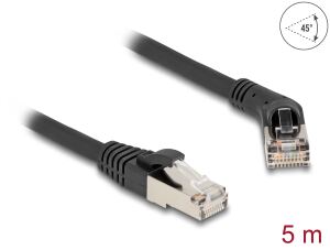 Delock RJ45 Netzwerkkabel Cat.6A S/FTP Stecker 45° nach rechts gewinkelt zu Stecker gerade 5 m schwarz