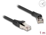 Delock RJ45 Netzwerkkabel Cat.8.1 S/FTP Stecker 45° nach rechts gewinkelt zu Stecker gerade bis 40 Gbps 1 m schwarz