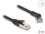 Delock RJ45 Netzwerkkabel Cat.8.1 S/FTP Stecker 45° nach rechts gewinkelt zu Stecker gerade bis 40 Gbps 2 m schwarz