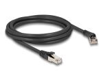 Delock RJ45 Netzwerkkabel Cat.8.1 S/FTP Stecker 45° nach rechts gewinkelt zu Stecker gerade bis 40 Gbps 2 m schwarz