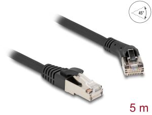 Delock RJ45 Netzwerkkabel Cat.8.1 S/FTP Stecker 45° nach rechts gewinkelt zu Stecker gerade bis 40 Gbps 5 m schwarz
