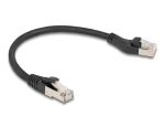 Delock RJ45 Netzwerkkabel Cat.8.1 S/FTP Stecker 45° nach links gewinkelt zu Stecker gerade bis 40 Gbps 0,25 m schwarz