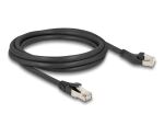 Delock RJ45 Netzwerkkabel Cat.8.1 S/FTP Stecker 45° nach links gewinkelt zu Stecker gerade bis 40 Gbps 2 m schwarz