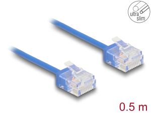 Delock RJ45 Netzwerkkabel Cat.6 UTP Ultra Slim 0,5 m blau mit kurzen Steckern