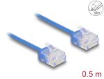 Delock RJ45 Netzwerkkabel Cat.6 UTP Ultra Slim 0,5 m blau mit kurzen Steckern