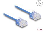 Delock RJ45 Netzwerkkabel Cat.6 UTP Ultra Slim 1 m blau mit kurzen Steckern