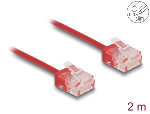 Delock RJ45 Netzwerkkabel Cat.6 UTP Ultra Slim 2 m rot mit kurzen Steckern