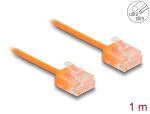 Delock RJ45 Netzwerkkabel Cat.6 UTP Ultra Slim 1 m orange mit kurzen Steckern