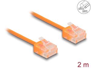 Delock RJ45 Netzwerkkabel Cat.6 UTP Ultra Slim 2 m orange mit kurzen Steckern