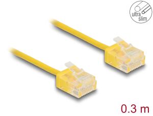 Delock RJ45 Netzwerkkabel Cat.6 UTP Ultra Slim 0,3 m gelb mit kurzen Steckern