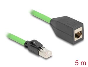Delock RJ45 Netzwerk Verlängerungskabel Cat.6A Stecker zu Buchse SF/UTP schleppkettentauglich PUR (TPU) 5 m grün