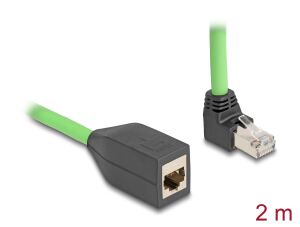 Delock RJ45 Netzwerk Verlängerungskabel Cat.6A Stecker oben gewinkelt zu Buchse SF/UTP schleppkettentauglich PUR (TPU) 2 m grün