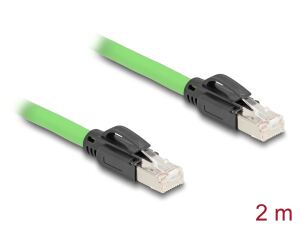 Delock RJ45 Netzwerkkabel Cat.6A Stecker zu Stecker SF/UTP schleppkettentauglich PUR (TPU) 2 m grün