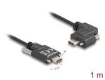 Delock USB 2.0 Kabel USB Type-C™ Stecker mit Schrauben zu USB Type-C™ Stecker mit Schrauben gewinkelt links / rechts PD 3.0 60 W 1 m