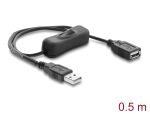 Delock USB Stromversorgungskabel Typ-A Stecker zu Buchse mit Schalter 0,5 m