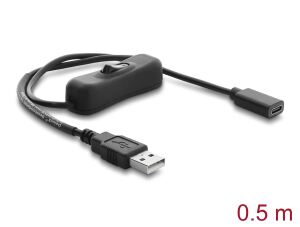 Delock USB Stromversorgungskabel Typ-A Stecker zu USB Type-C™ Buchse mit Schalter 0,5 m