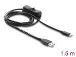 Delock USB Stromversorgungskabel Typ-A Stecker zu USB Type-C™ Stecker mit Schalter 1,5 m