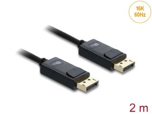 Delock Koaxiales DisplayPort Kabel 16K 60 Hz 80 Gbps mit Geflechtmantel 2 m