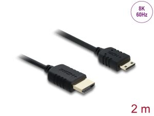 Delock Koaxiales High Speed HDMI Kabel HDMI Stecker zu Mini HDMI Stecker 8K 60 Hz 2 m