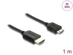 Delock Koaxiales High Speed HDMI Kabel HDMI Stecker zu Mini HDMI Stecker 8K 60 Hz mit Geflechtmantel 1 m