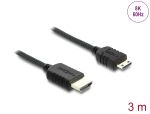Delock Koaxiales High Speed HDMI Kabel HDMI Stecker zu Mini HDMI Stecker 8K 60 Hz mit Geflechtmantel 3 m