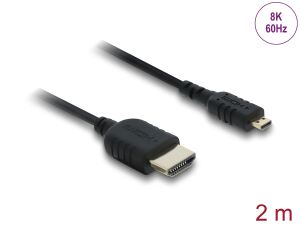 Delock Koaxiales High Speed HDMI Kabel HDMI Stecker zu Micro HDMI Stecker 8K 60 Hz 2 m