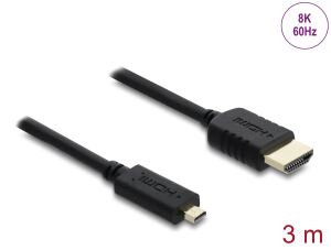 Delock Koaxiales High Speed HDMI Kabel HDMI Stecker zu Micro HDMI Stecker 8K 60 Hz 3 m