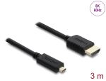 Delock Koaxiales High Speed HDMI Kabel HDMI Stecker zu Micro HDMI Stecker 8K 60 Hz 3 m