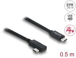 Delock Koaxiales USB 40 Gbps Kabel gewinkelt links / rechts USB PD 3.1 240 W 0,5 m