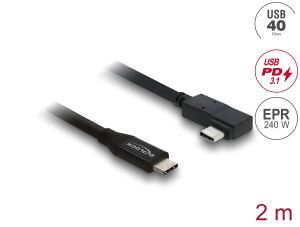 Delock Koaxiales USB 40 Gbps Kabel gewinkelt links / rechts USB PD 3.1 240 W 2 m