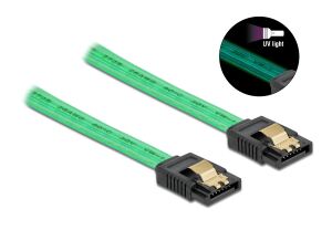 Delock SATA 6 Gb/s Kabel UV Leuchteffekt grün 50 cm
