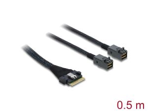 Delock PCIe 4.0 Kabel Slim SAS SFF-8654 8i zu 2 x Mini SAS HD SFF-8643 0,5 m