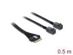 Delock PCIe 4.0 Kabel Slim SAS SFF-8654 8i zu 2 x Mini...