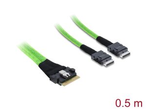 Delock PCIe 4.0 Kabel Slim SAS SFF-8654 8i zu 2 x OCuLink SFF-8611 4i 0,5 m