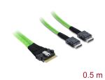 Delock PCIe 4.0 Kabel Slim SAS SFF-8654 8i zu 2 x OCuLink...