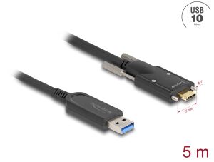 Delock Aktives Optisches Kabel USB 10 Gbps Typ-A Stecker zu USB Type-C™ Stecker mit Schrauben seitlich 5 m