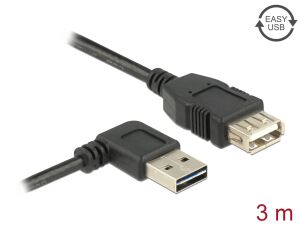 Delock Verlängerungskabel EASY-USB 2.0 Typ-A Stecker gewinkelt links / rechts > USB 2.0 Typ-A Buchse 3 m