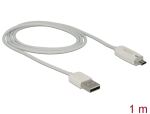 Delock Daten- und Ladekabel USB 2.0-A Stecker > Micro USB-B Stecker mit Leuchtanzeige weiß