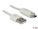 Delock Daten- und Ladekabel USB 2.0-A Stecker > Micro USB-B Stecker mit Leuchtanzeige weiß