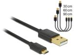 Delock Daten- und Schnellladekabel USB 2.0 Typ-A Stecker > USB 2.0 Typ Micro-B Stecker 3 Stück Set schwarz