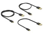 Delock Daten- und Schnellladekabel USB 2.0 Typ-A Stecker > USB 2.0 Typ Micro-B Stecker 3 Stück Set schwarz
