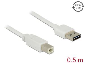 Delock Kabel EASY-USB 2.0 Typ-A Stecker > USB 2.0 Typ-B Stecker 0,5 m weiß